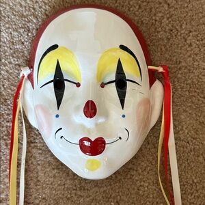 Cast of thousands ceramic Colorful Clown Mask with Red and Yellow Accents